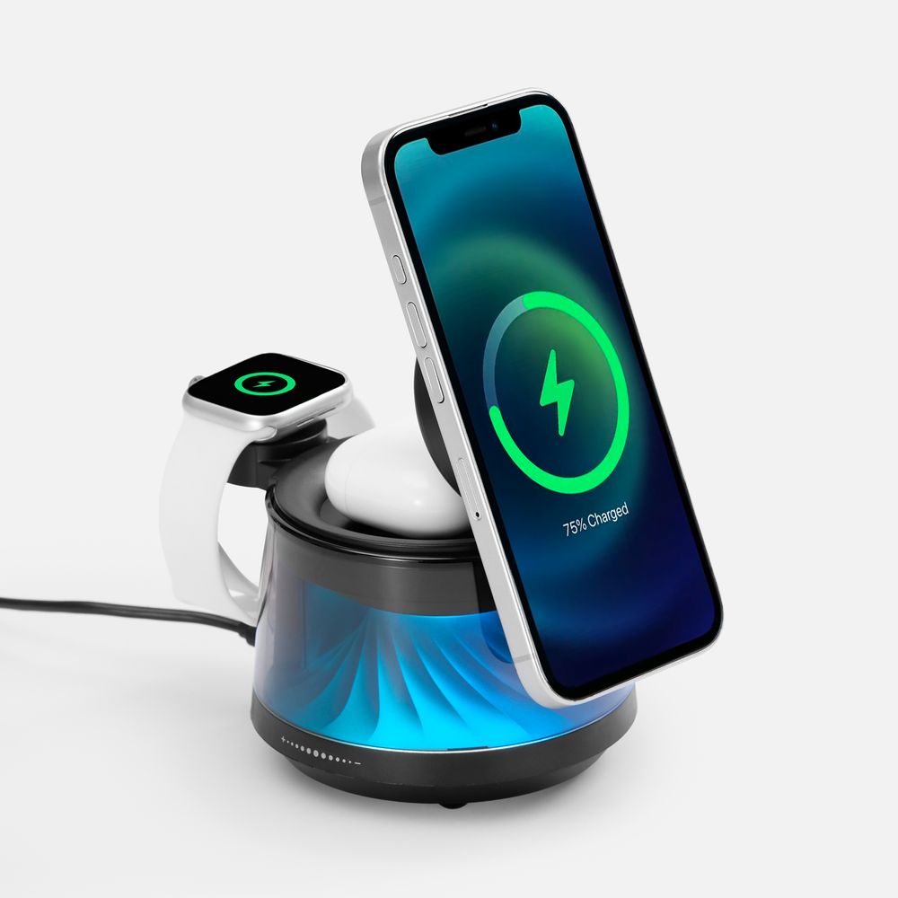Bluetooth-колонка с подсветкой и беспроводной зарядкой Quantium, черная в России