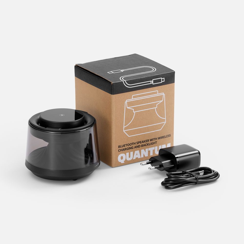 Bluetooth-колонка с подсветкой и беспроводной зарядкой Quantium, черная в России